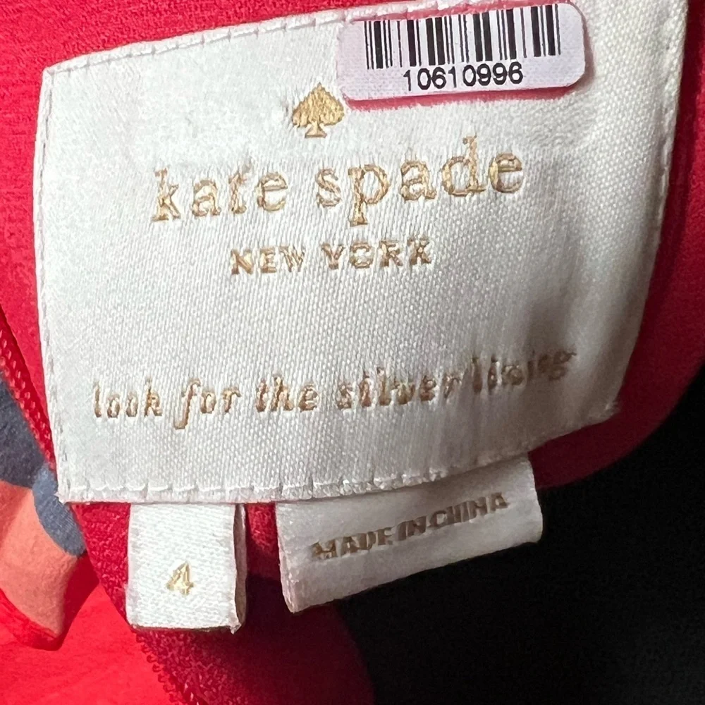 kate spade new york, Geo Border Pleated Dress, Red Strapless size 4